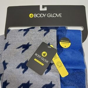 BODY GLOVE Midweight Soft Reversible Blue & Grey Houndstooth & Camouflage Scarf